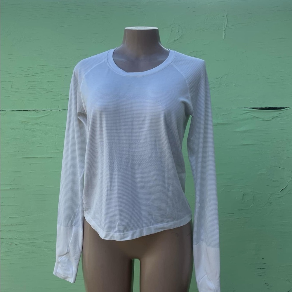 Lululemon Athletica White Fitted Long Sleeve Tee